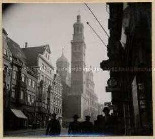 Augsburg, Karolinenstraße mit Perlachturm und Rathaus