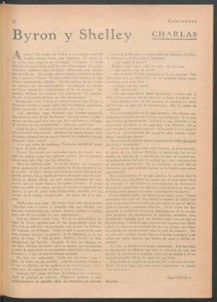 Byron y Shelley : Charlas