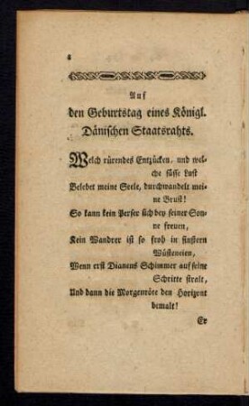 Auf den Geburtstag eines Königl. Dänischen Staatsraths