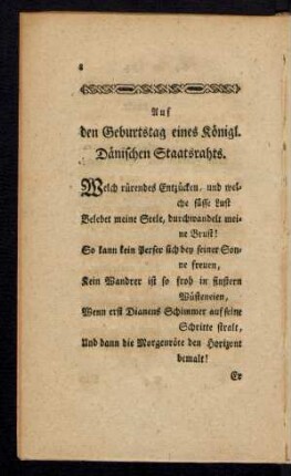 Auf den Geburtstag eines Königl. Dänischen Staatsraths