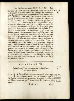 Chapitre XI. De la Connoissance que nous avons de l' existence des autres Choses