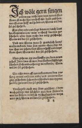 Jch wölt gern singen || vnd weys nicht wie/ von eynem für=||stenn ist nicht hie/
