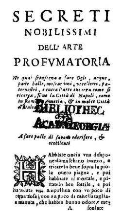 Secreti nobilissimi dell'arte profumatoria