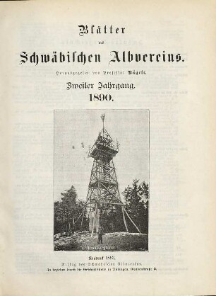Blätter des Schwäbischen Albvereins. 2. 1890
