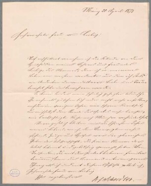 Justus von Liebig (1803-1873) Nachlass: Brief von Friedrich Schoedler an Henriette von Liebig - BSB Liebigiana II.D. Schoedler, Friedrich