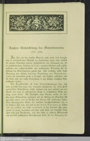 Aeußere Entwickelung des Gewerbevereins. 1833 - 1883