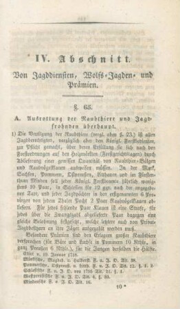 IV. Abschnitt. Von Jagddiensten, Wolfs-Jagden- und Prämien