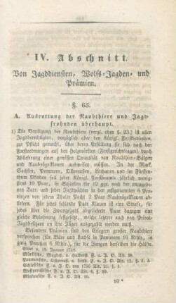 IV. Abschnitt. Von Jagddiensten, Wolfs-Jagden- und Prämien