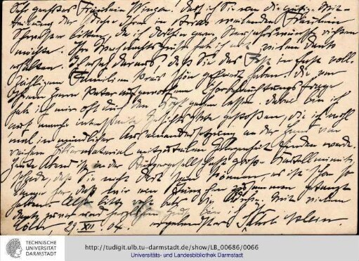 Postkarte vom 29.12.1904