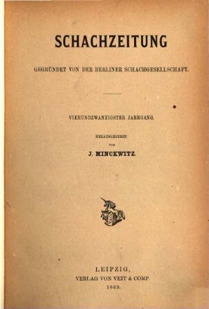 Schachzeitung. 24. 1869