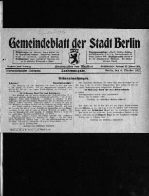 Sonderausgabe, 6. Oktober 1923