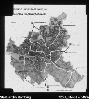 Geplantes Stadtautobahnnetz