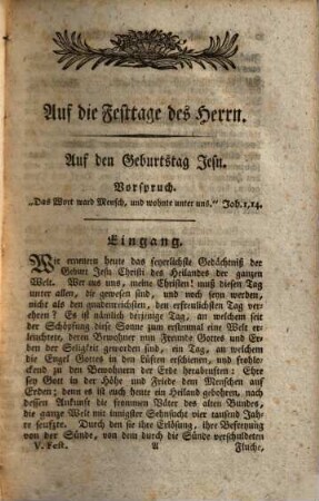 Neubearbeitete Predigtentwürfe auf die Festtage, 5