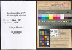 Entnazifizierung Heinrich Krings , geb. 07.03.1887 (Kaufmann)