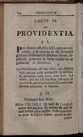 Locus. VI. De Providentia. - Locus VII. De Peccato.