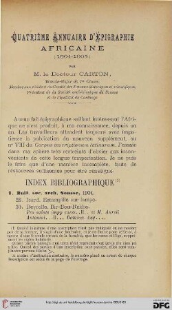 Sér. 4: Quatrième annuaire d'épigraphie africaine : (1904-1905)