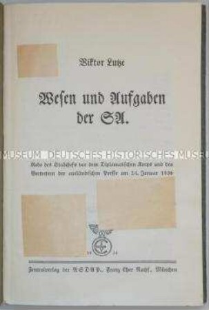 Rede des Stabschefs der SA vor dem Diplomatischen Korps und den Vertretern der ausländischen Presse am 24. Januar 1936