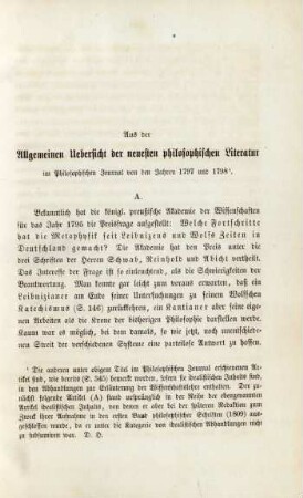 Aus der Allgemeinen Uebersicht der neuesten philosophischen Literatur im Philosophischen Journal von den Jahren 1797 und 1798