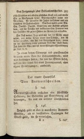 Das neunte Hauptstück. Von Antwortschreiben.