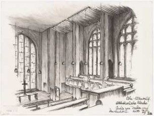 Evangelisch-Lutherische Kirche Zum Heiligen Kreuz, Berlin-Wilmersdorf Umbau: Decken, Leuchten, Studie, Perspektivische Ansicht