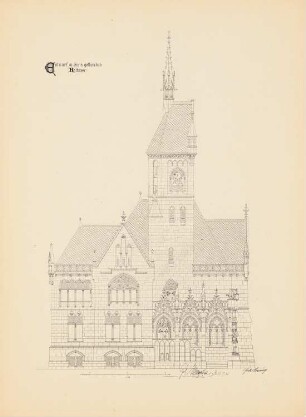 Rathaus: Seitenansicht 1:50 (aus: Drucke von Seminararbeiten der Königlich Technischen Hochschule Berlin, Bd. III)