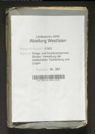 Die vom Hauptmann v. Grüter, nachher vom Kolonen Rieckermann, anzulegende Bockmühle zu Ladbergen
