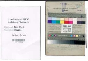 Entnazifizierung Anton Welter , geb. 30.01.1902 (Kaufmaennischer Angestellter)