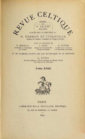 Revue celtique. 18. 1897
