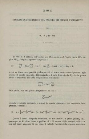 Esercizii d'integrazione col calcolo dei simboli d'operazione.