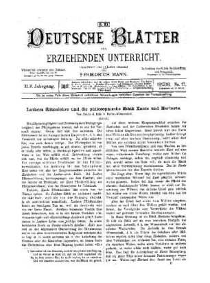 Luthers Sittenlehre und die philosophische Ethik Kants und Herbarts : (Schluß)