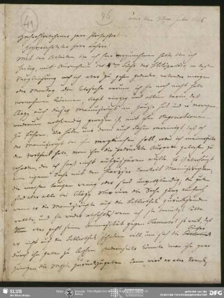 Eigenh. Brief von Christian Lassen an August Wilhelm von Schlegel, Paris, 02.07.1825