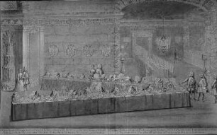 Die königl. Taffel, dit denen v. Zicker gemachten Gebirges, wobey alle Bergmännische Arbeit vorgestellt, wie solche am Berg-Wercks-Feste, im Plauischen Grund, ohneweit Dreßden gestanden, 26. September anno 1719 : Technikgeschichte | Agrar- und Lebensmitteltechnik | Lebens- und Genußmittelindustrie | Genußmittelindustrie | Zucker und Süßwaren