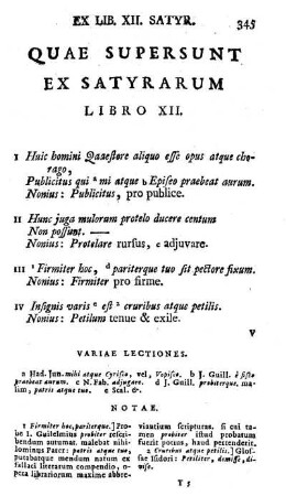 Quae supersunt Ex Satyrarum Libro XII.