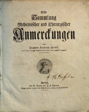 Sammlung medicinischer und chirurgischer Anmerckungen. 1