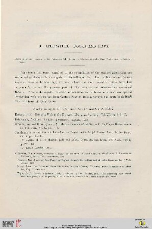 II. Literature: Books and Maps