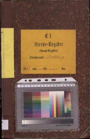 Sterberegister des Standesamtes Sassenberg von 1922 (Urkunden-Nr. 1-41)