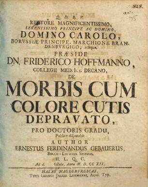 De Morbis Cum Colore Cutis Depravato