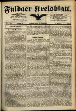 Dritte Ausgabe vom Samstag, den 13. November 1909.