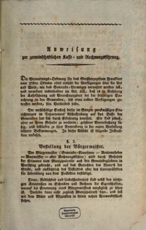 Instruktion und Rechnungs-Formular für die Gemeinde-Rechnungen im Departemente Aschaffenburg