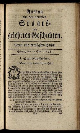 Neun und dreysigstes Stück. Coburg, den 21. Sept. 1748.