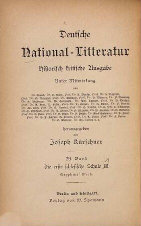 Gryphius' Werke