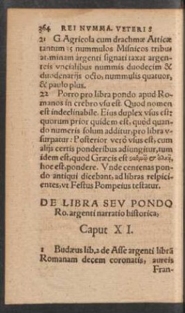 De Libra Seu Pondo Ro. argenti narratio historica, Caput XI.
