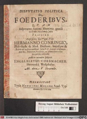 Disputatio Politica De Foederibus