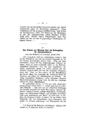 Eine Stimme aus München über die Reformpläne Dr. Kerschensteiners : (aus dem Kunstwart von Avenarius, Maiheft 1910)