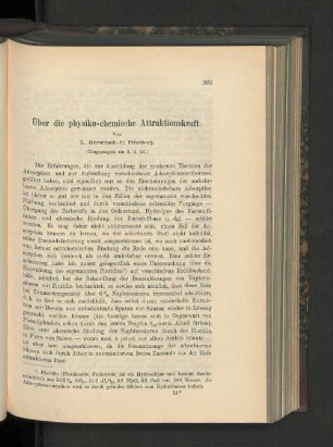 Über die physiko-chemische Attraktionskraft.