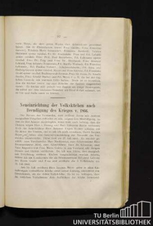 Neueinrichtung der Volksküchen nach Beendigung des Krieges v. 1866.