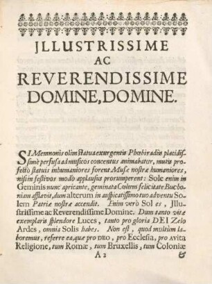 Jllustrissime ac reverendissime Domine, Domine.