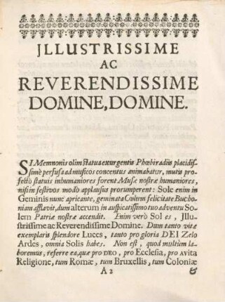 Jllustrissime ac reverendissime Domine, Domine.