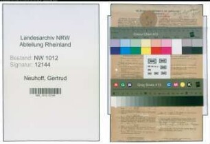 Entnazifizierung Gertrud Neuhoff , geb. 16.01.1909 (Kassiererin)