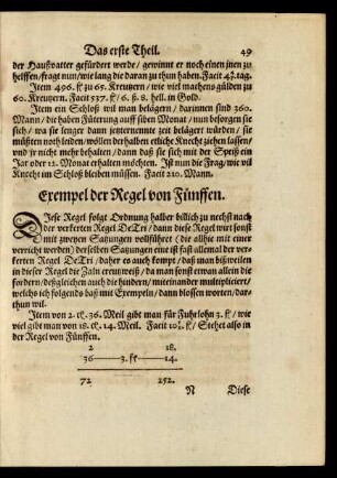 Exempel der Regel von Fünffen.
